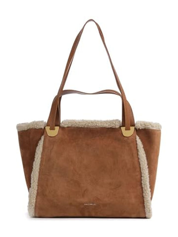 Coccinelle Borsa a spalla Oliver Eco Shearling Natural/Cuoio