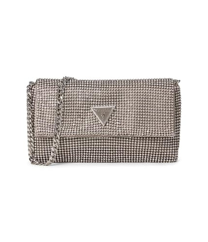 Guess Pochette Strass Zalina Mini Argento