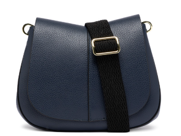 Gianni_Chiarini_Helena_Round_Medium_Pelletteria_Falchini_Siena_Codice_Sconto_Pelle_Navy_Frontale_Tracolla_Tessuto