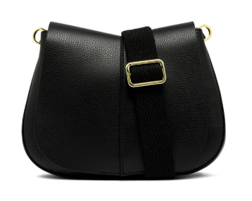 Gianni_Chiarini_Helena_Round_Medium_Pelletteria_Falchini_Siena_Codice_Sconto_Pelle_Nero_Frontale_Tracolla_Tessuto