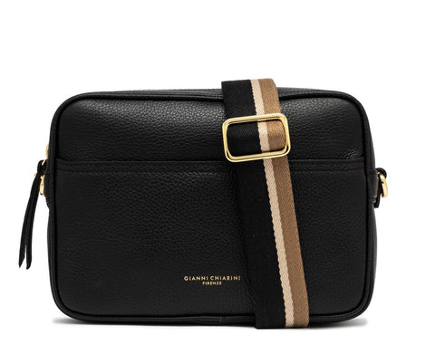Gianni Chiarini Tracolla Nina Large Nero Pelletteria Falchini Siena Frontale Tracolla Tessuto