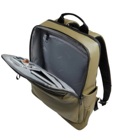 Piquadro_Zaino_Corner_15_6_Tessuto_cerato_impermeabile_catalogo_falchini_siena_nuova_collezione_verde_interno