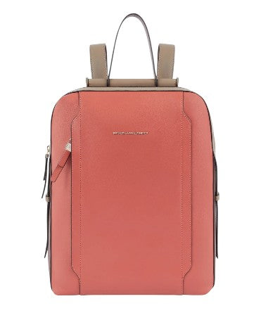 Piquadro_Zaino_Pelle_Circle_14_circle_collection_pelletteria_falchini_siena_codice_sconto_quiet_luxury_style_business_travel_style_professional_look_organize_your_life_must_have_2026_arancione_marrone_frontale