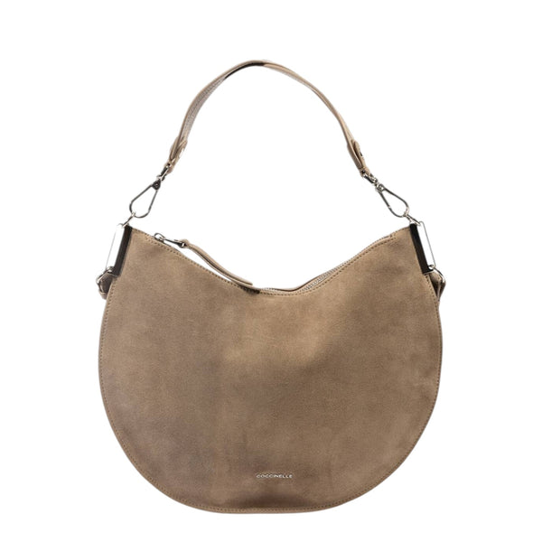 coccinelle_borsa_sunup_suede_medium_camoscio_intreccio_falchini_siena_warm_taupe_frontale