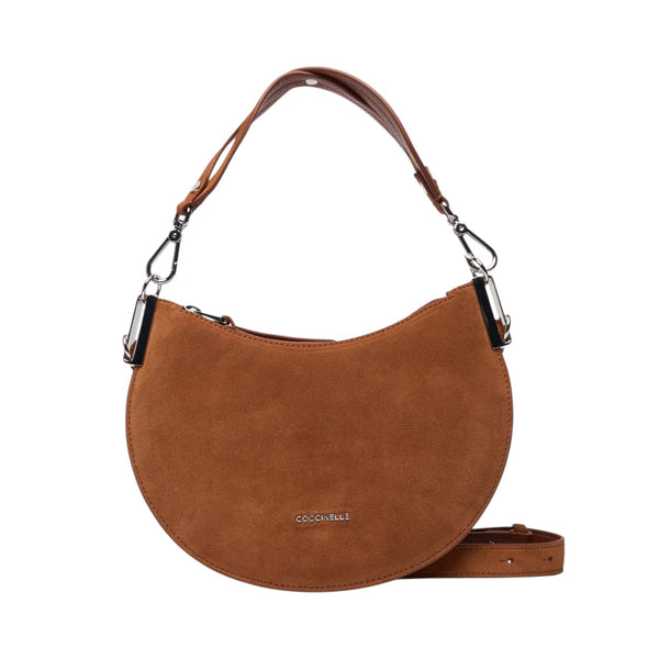 coccinelle_borsa_sunup_suede_small_camoscio_mezzaluna_falchini_siena_cognac_frontale
