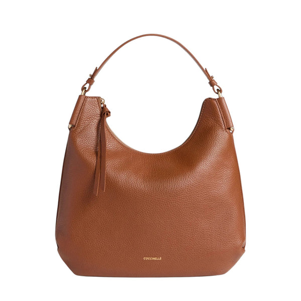 coccinelle_rebekka_small_borsa_hobo_pelle_martellata_zip_shoulder_bag_2026_falchini_siena_congnac_frontale