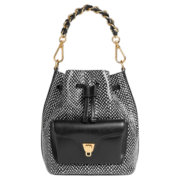 coccinelle_secchiello_beat_generation_small_pois_pelle_bucket_bag_bon_ton_2026_falchini_siena_nero_frontale