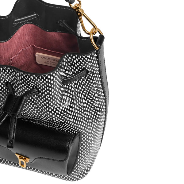 coccinelle_secchiello_beat_generation_small_pois_pelle_bucket_bag_bon_ton_2026_falchini_siena_nero_interno