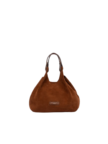 gianni_chiarini_dua_medium_suede_bag_camoscio_boho_luxury_aesthetic_hobo_tote_2026_falchini_siena_cognac_frontale