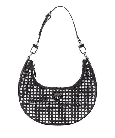 guess_lua_mini_strass_borsa_spalla_pochette_gioiello_silver_glam_2026_falchini_siena_nero_frontale