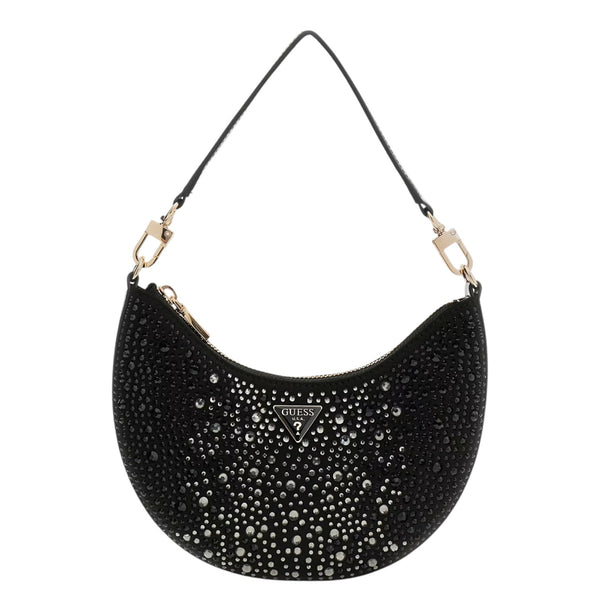 guess_tasmin_mini_hobo_strass_borsa_spalla_glam_party_bag_silver_2026_falchini_siena_nero_frontale