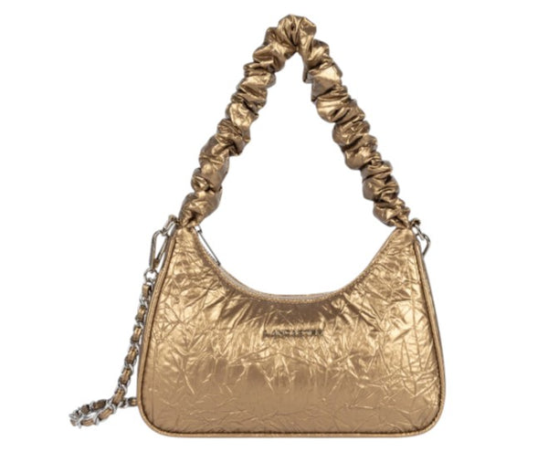 lancaster_chouchou_nacre_borsa_tracolla_pelle_iridescente_sconto_ai2025_falchini_siena_champagne_frontale