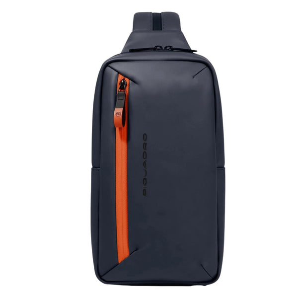 piquadro_corner20_monospalla_sling_bag_pelle_tech_urban_style_2026_falchini_siena_blu_continuativo_frontale
