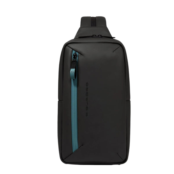 piquadro_corner20_monospalla_sling_bag_pelle_tech_urban_style_2026_falchini_siena_nero_continuativo_frontale