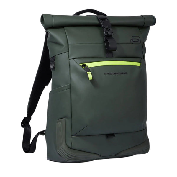 piquadro_corner_zaino_roll_top_15.6_urban_commuter_tech_backpack_minimalist_luxury_2026_falchini_siena_verde_laterale