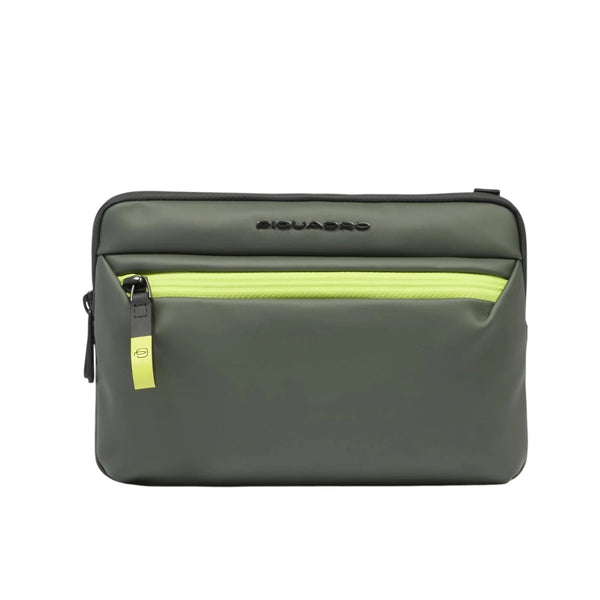 piquadro_pochette_corner_2_0_tessuto_gommato_impermeabile_falchini_siena_verde_frontale
