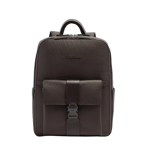 piquadro_zaino_viaggio_materia_156_pelle_falchini_siena_testa_di_moro_frontale