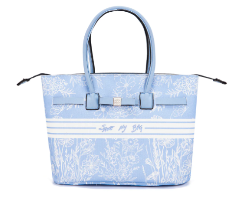 save_my_bag_kylie_canvas_print_large_shopping_tote_summer_chic_lightweight_washable_luxury_2026_falchini_siena_azzurro_frontale