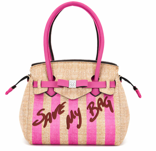 save_my_bag_miss_lycra_print_righe_large_striped_tote_summer_riviera_chic_lightweight_washable_2026_falchini_siena_fucsia_frontale