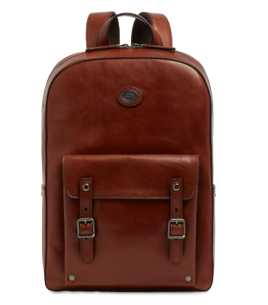 the_bridge_galileo_medium_zaino_pelle_cuoio_toscano_bucket_backpack_2026_falchini_siena_marrone_frontale