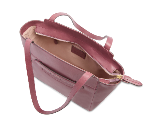 the_bridge_lucrezia_borsa_shopper_spalla_cuoio_morbido_tote_luxury_2026_falchini_siena_orchidea_interno